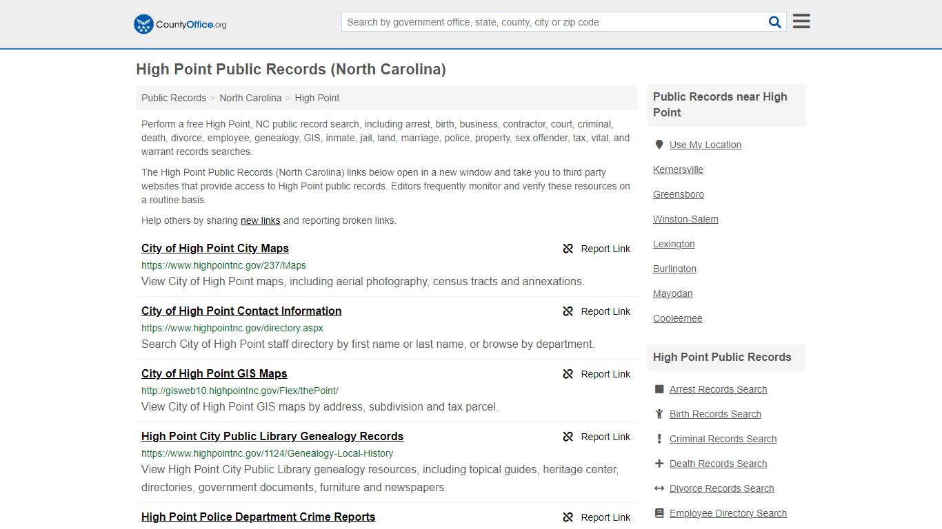 Public Records - High Point, NC (Business, Criminal, GIS, Property ...