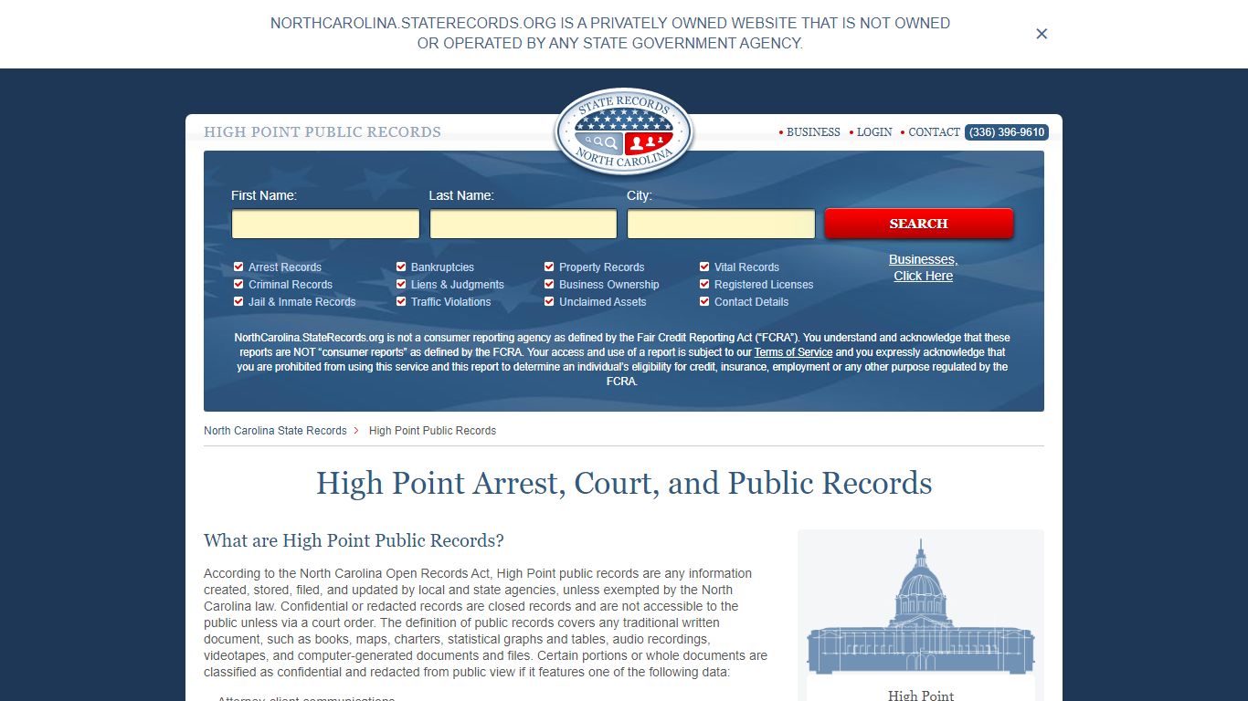 High Point Arrest and Public Records | North Carolina.StateRecords.org