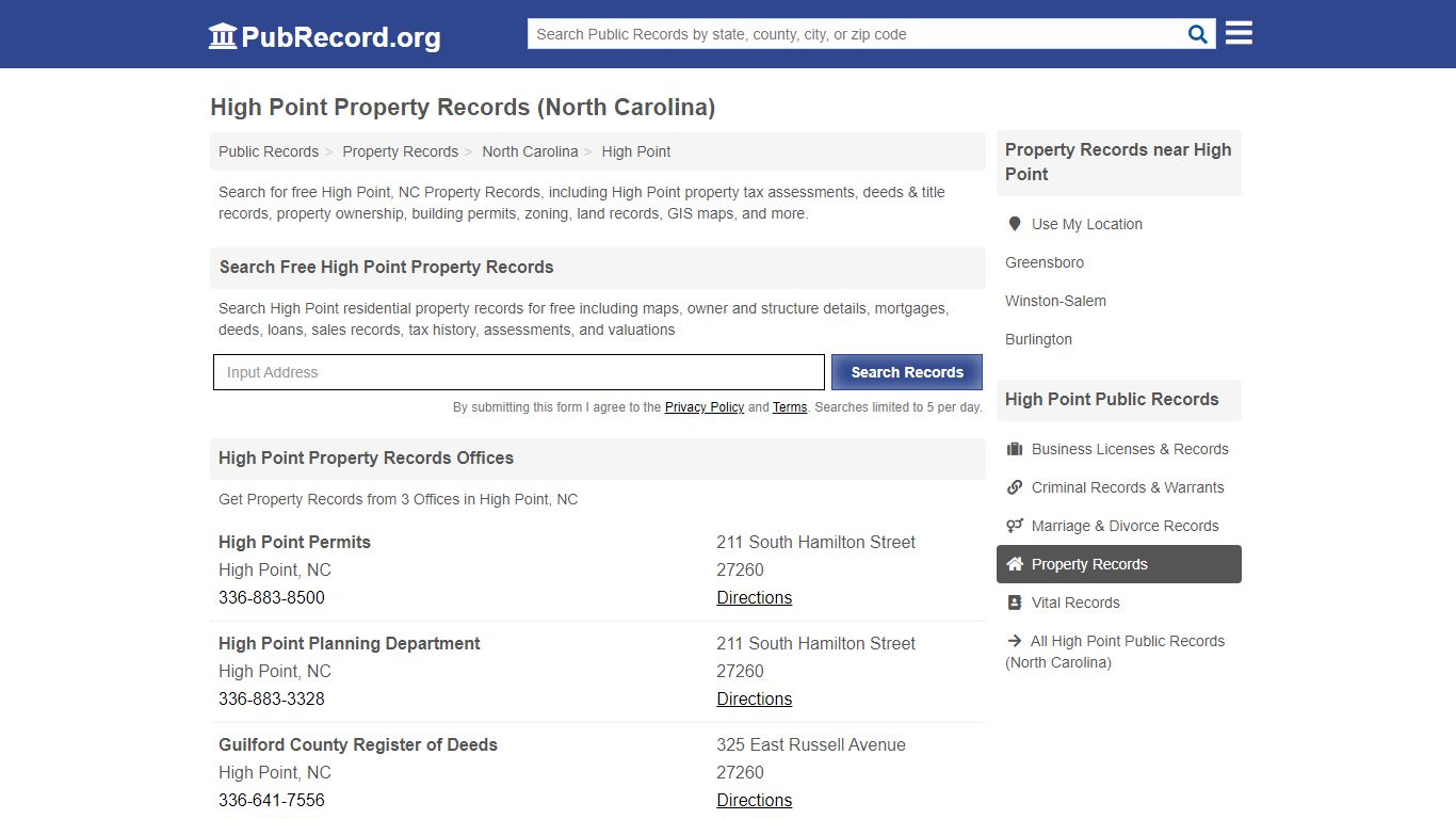 High Point Property Records (North Carolina) - Public Record